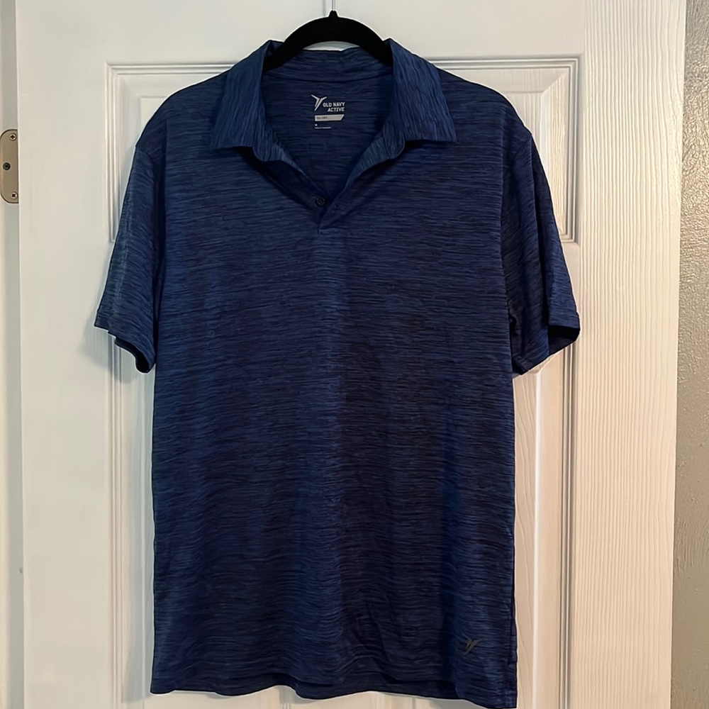 M Old Navy Active Go Dry Men’s Navy/Black Heather Polo Shirt